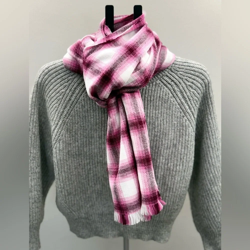 GAP Pink and White Plaid Scarf